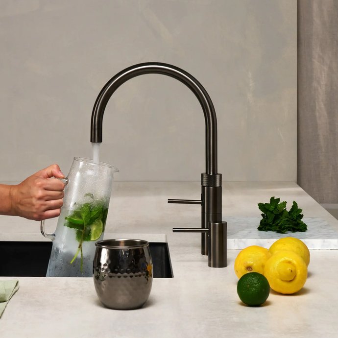 Mitigeur de cuisine rond Flex avec bec extensible - Gunmetal