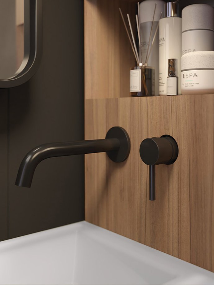 Tiny Bathroom Furniture, Natural Walnut Solid Color