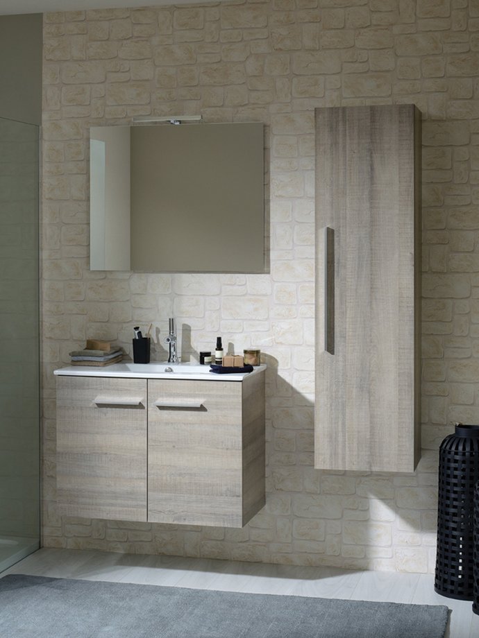 Mundo Bathroom Furniture by Sanijura, Quebec Oak Color