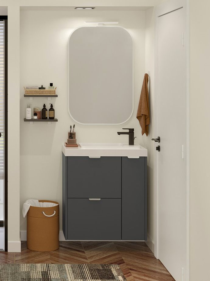 Lijn Optimise, witte matte fronten L 100 cm