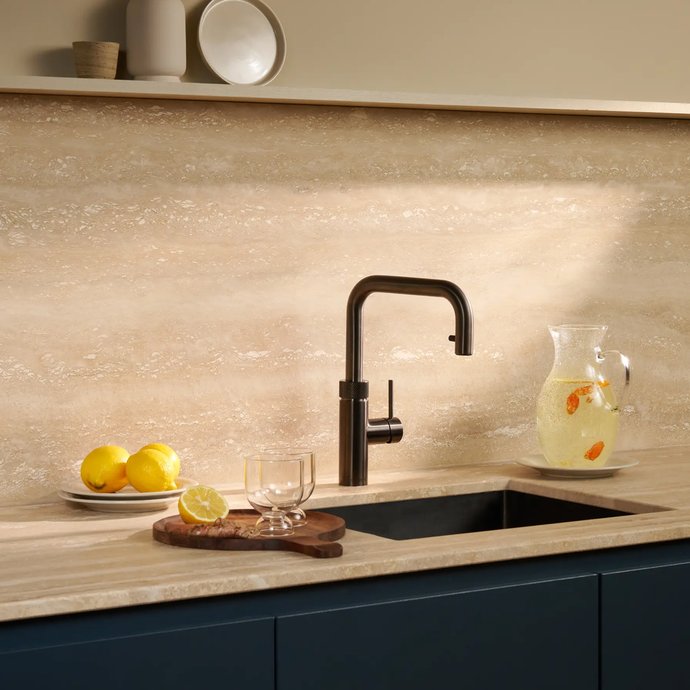 Flex square kitchen mixer tap with pull-out spout