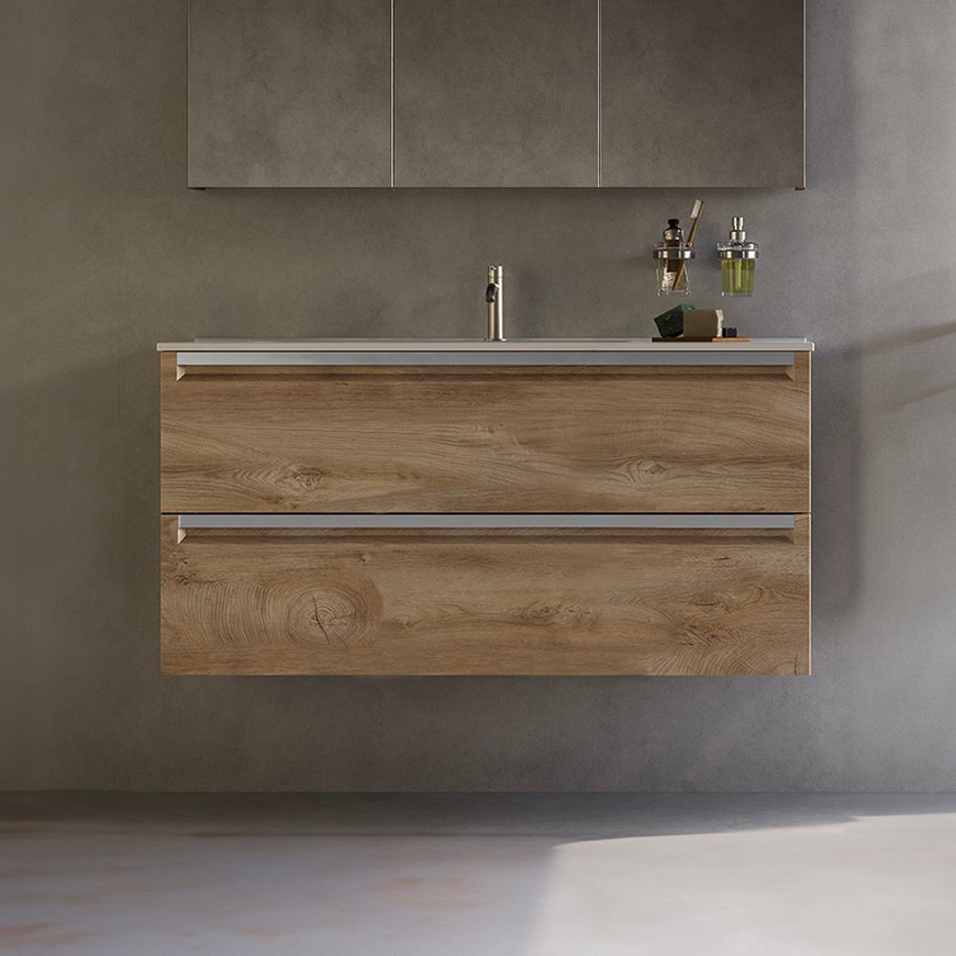 Sous-meuble Leo 2 tiroirs stratifé bois Rovere Naturale