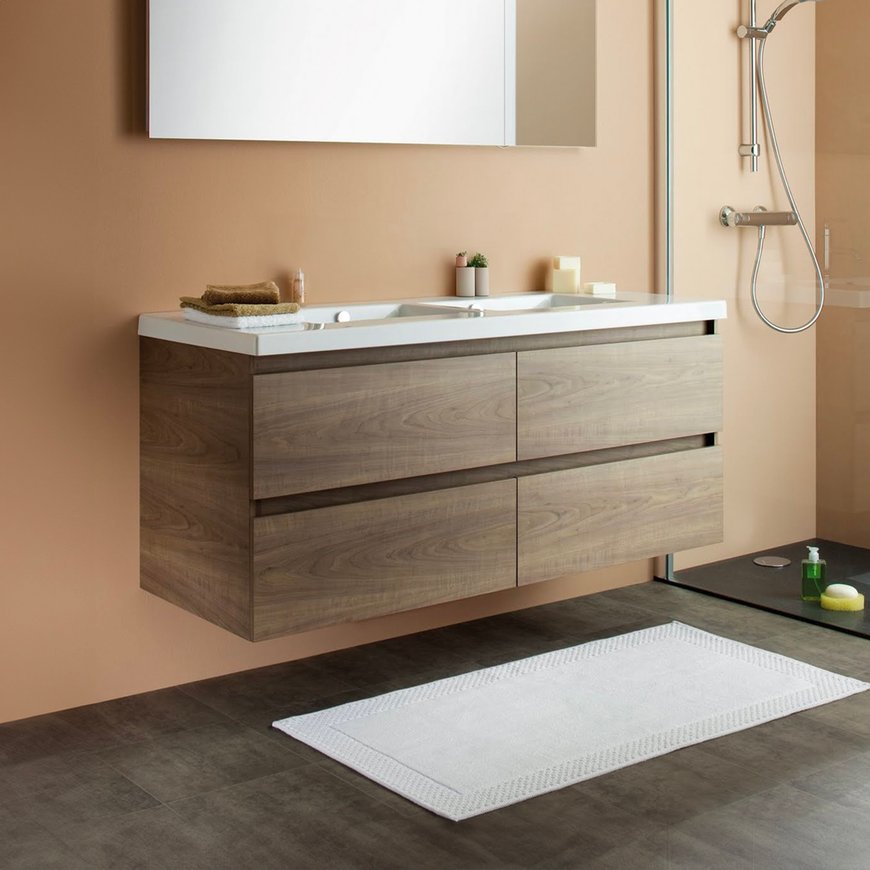 Vanity unit 4 drawers Sobro for asymmetric basin